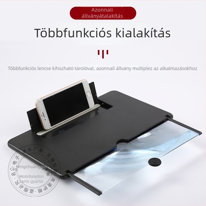 Mobiltelefon-képernyő nagyító, kihúzható dizájn, WL838, műanyag test, kompatibil Samsung, Huawei és Apple, testreszabás támogatott, minden helyzetben használható