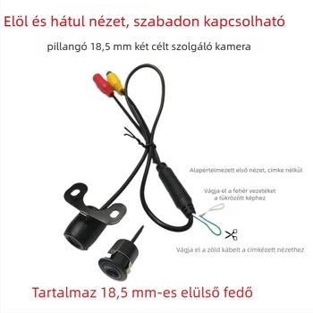 Elöl-hátul kettős célú visszapillantó kamera, 12V autókhoz, HD 18.5, felbontás 688x488, CVBS, 90°-os állítható