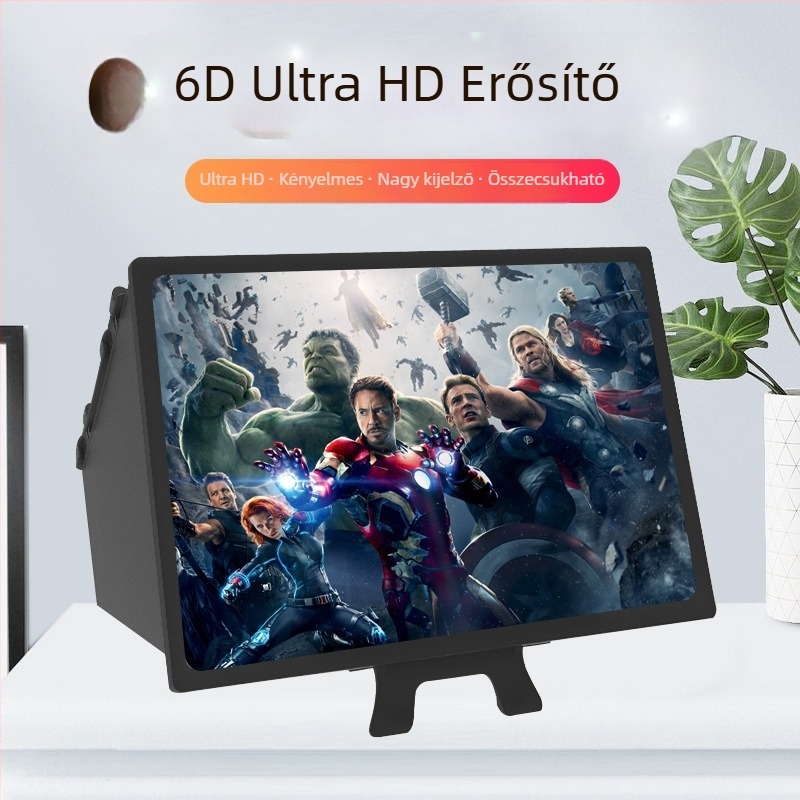 Telefonos képernyőnövelő tartó, összecsukható nagyító, háromoldali árnyékolás, modell F13, ABS HD lencsék