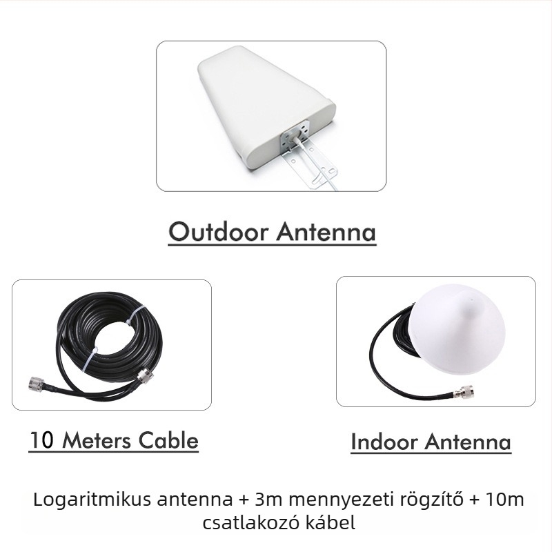 Három kijelzős mobiltelefon-jelerősítő, GDW-04, 900–1800–2100 MHz, GSM/DCS/WCDMA, hatótáv 100, OEM feldolgozás