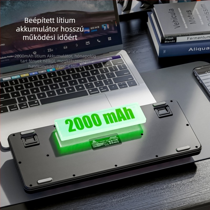Dual-módú vezeték nélküli Bluetooth billentyűzet, 87 gomb, PBT gradient billentyűsapkák, beépített kijelző, egyszerre két eszközzel párosítható
