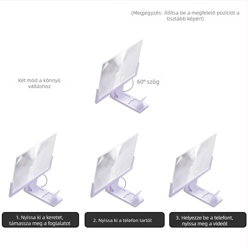 Dika Star HD 3D kijelző erősítő tartó mobiltelefonhoz, Lazy típus, modell F9, általános kompatibilitás, asztali használat, testreszabás támogatott