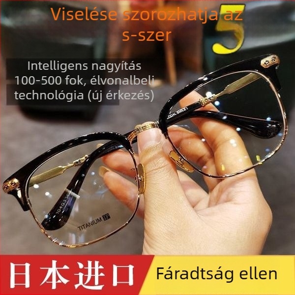 Kettős funkciójú olvasó szemüveg magas felbontású ultra tükrös lencsékkel, kékfény elleni védelem, 16x nagyítás középkorúak és idősek számára
