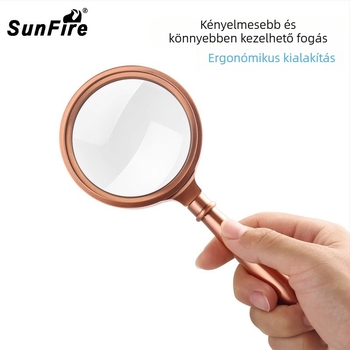 Antik fém kézi nagyító 5x-os nagyítással idős olvasáshoz, GB80