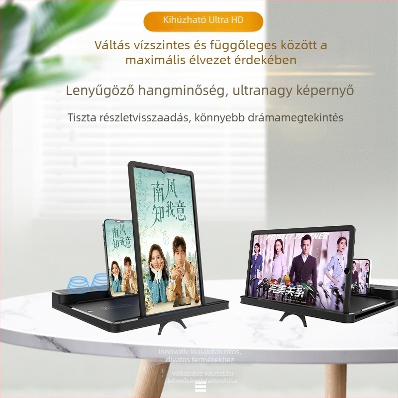 Telefonkijelző nagyító a filmnézéshez, tablet-stílusú hordozható kihúzható állvány, összecsukható