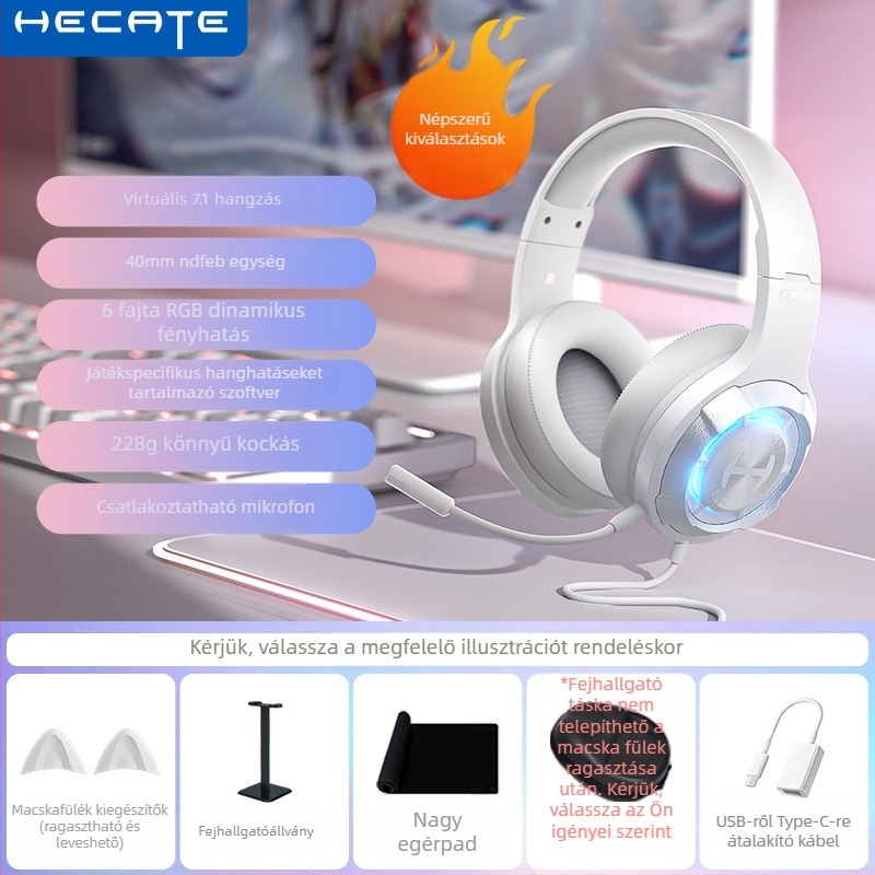 Edifier G30II kábeles Cat-Ear gaming fejhallgató USB csatlakozóval