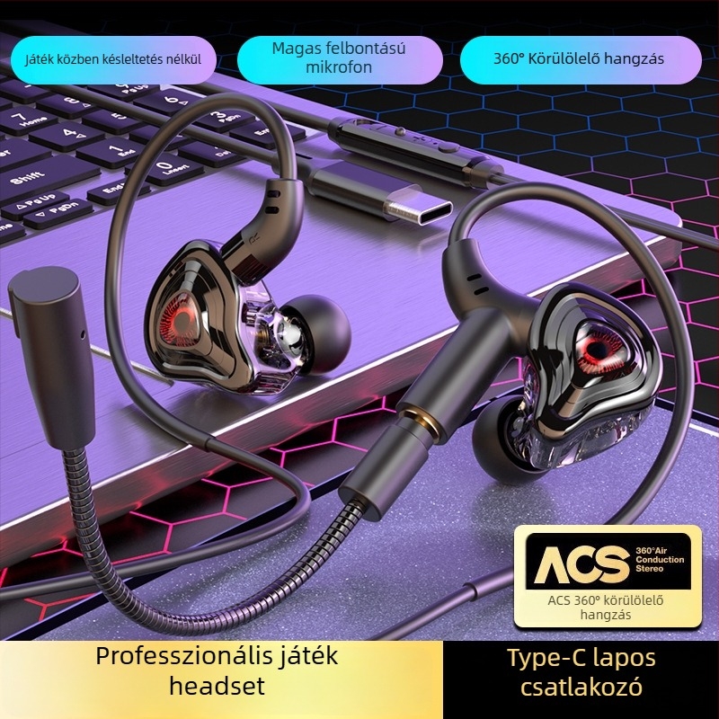 Kábeles in-ear játék fejhallgató mikrofonnal, modell G59, 3,5 mm csatlakozó, megjelenés 2024-08-29, testreszabás támogatott