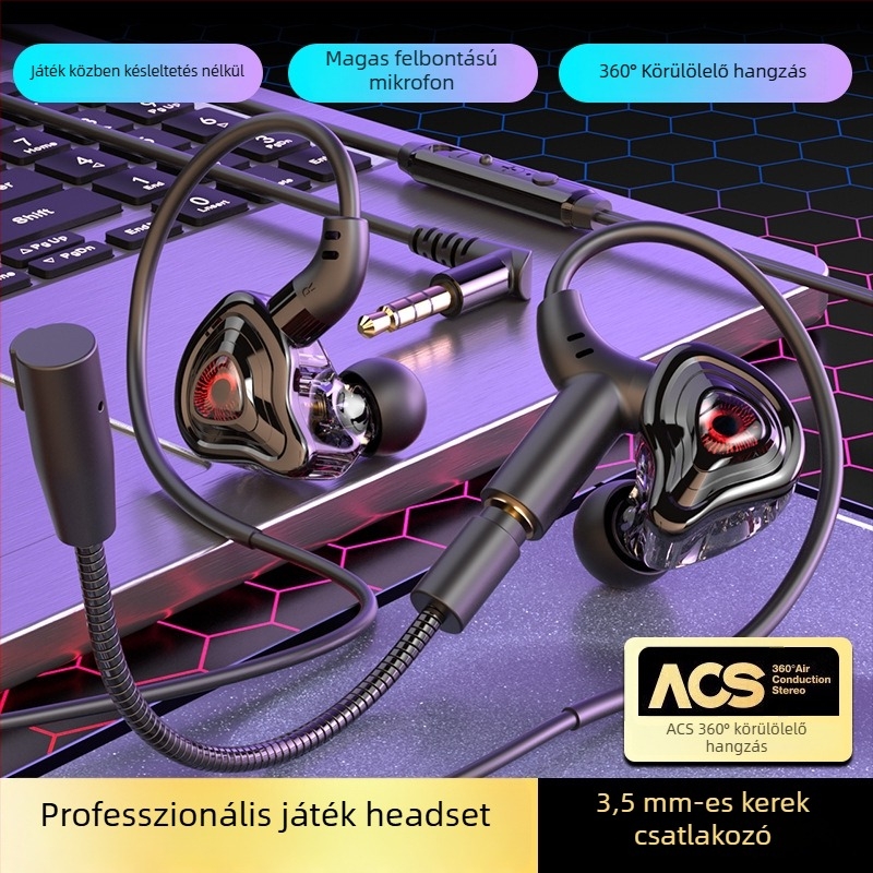 Kábeles in-ear játék fejhallgató mikrofonnal, modell G59, 3,5 mm csatlakozó, megjelenés 2024-08-29, testreszabás támogatott