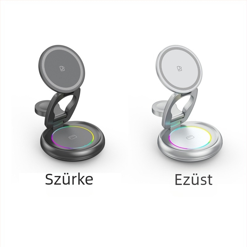 Fém rotációs vezeték nélküli töltő iPhone 17-hez — mágneses tartó, 3-in-1, PD gyors töltés, kimenet 15W+3W+2.5W (összteljesítmény 20W)
