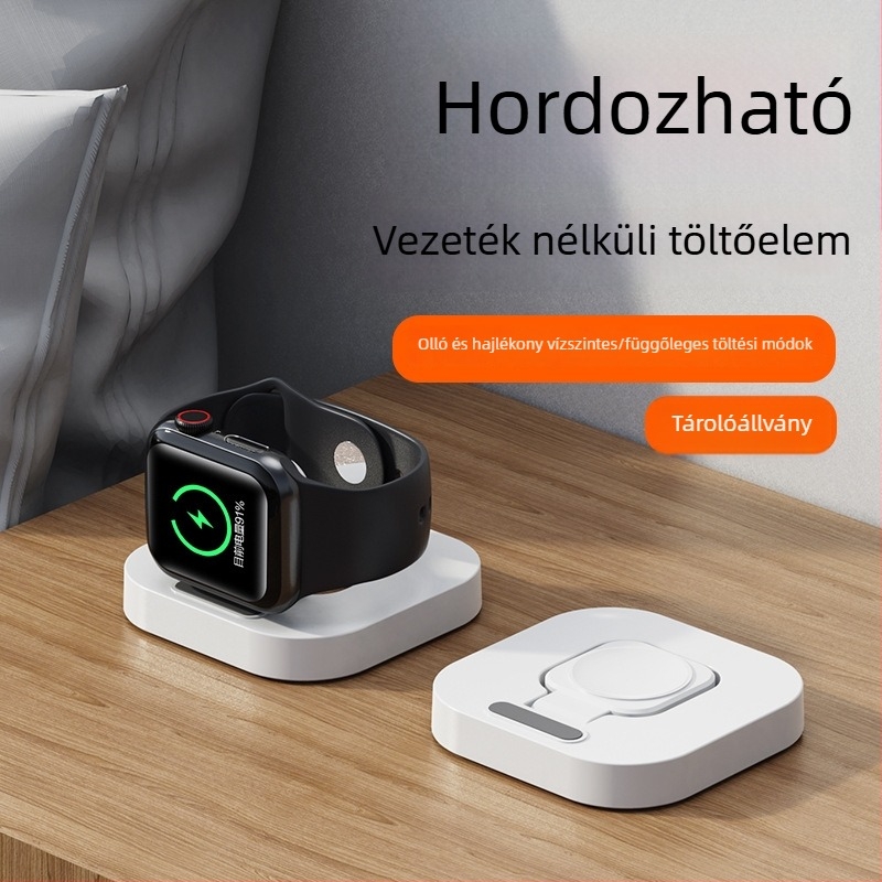 Apple Watch Series 3–6 és SE számára készülő összecsukható mágneses vezeték nélküli töltő, 5W kimenet, QC3.0