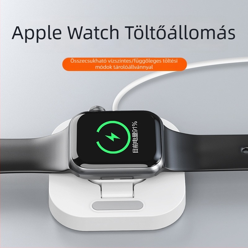 Apple Watch Series 3–6 és SE számára készülő összecsukható mágneses vezeték nélküli töltő, 5W kimenet, QC3.0