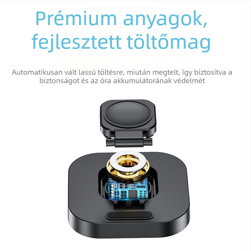 Apple Watch Series 3–6 és SE számára készülő összecsukható mágneses vezeték nélküli töltő, 5W kimenet, QC3.0