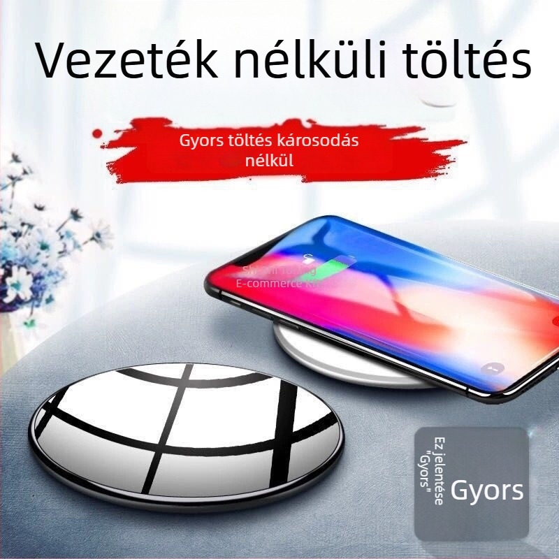 Vezeték nélküli töltő 50W iPhone 8–16, Huawei Mate50/40 Pro, Xiaomi és OPPO számára, AFC protokoll