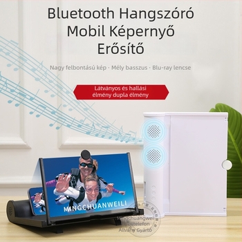 Lazy stand Bluetooth hangszóróval és telefonos képernyő nagyítóval, ABS + Fresnel lencse, testreszabható
