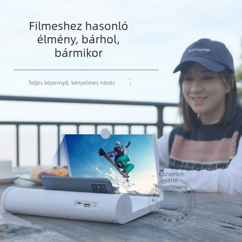 Lazy stand Bluetooth hangszóróval és telefonos képernyő nagyítóval, ABS + Fresnel lencse, testreszabható