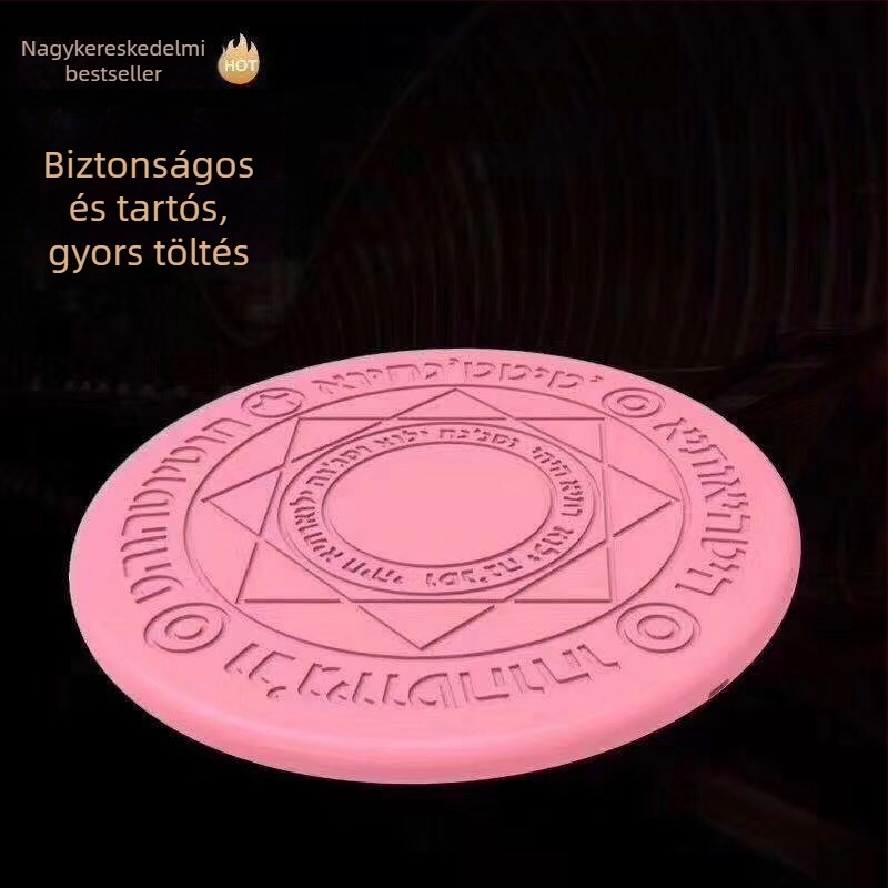 10W Vezeték nélküli töltő – Magic Circle korong, gyors töltés hanghatással, bemenet 9V, kimenet 1A