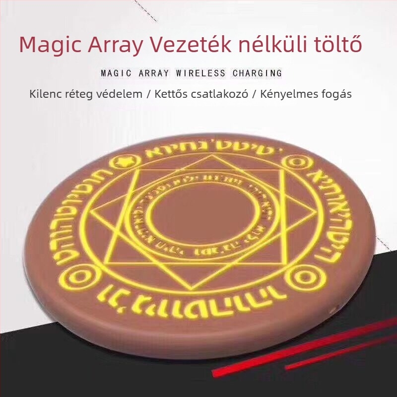 10W Vezeték nélküli töltő – Magic Circle korong, gyors töltés hanghatással, bemenet 9V, kimenet 1A