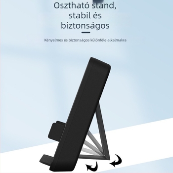 Összecsukható 15W vezeték nélküli töltő asztali használatra, óra és hőmérséklet kijelzővel – mágneses töltés, QC3.0