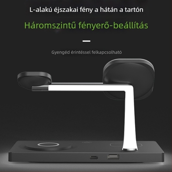 7–in–1 asztali vezeték nélküli töltő dokk ébresztőóra számára éjszakai fény mellett, mágneses Qi töltő, gyorstöltés 15W/35W