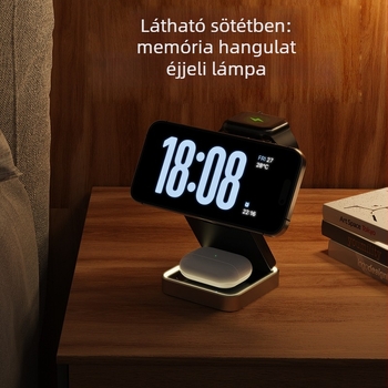 3-in-1 vezeték nélküli töltő, mágneses Qi, 15W gyors töltés Apple eszközökhöz, összecsukható állvány