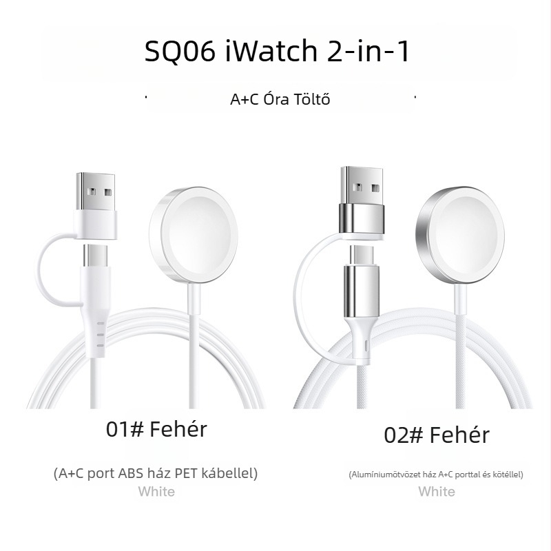 Apple Watch 2-in-1 USB-A/USB-C vezeték nélküli töltő alumíniumötvözetből, 5W kimenet