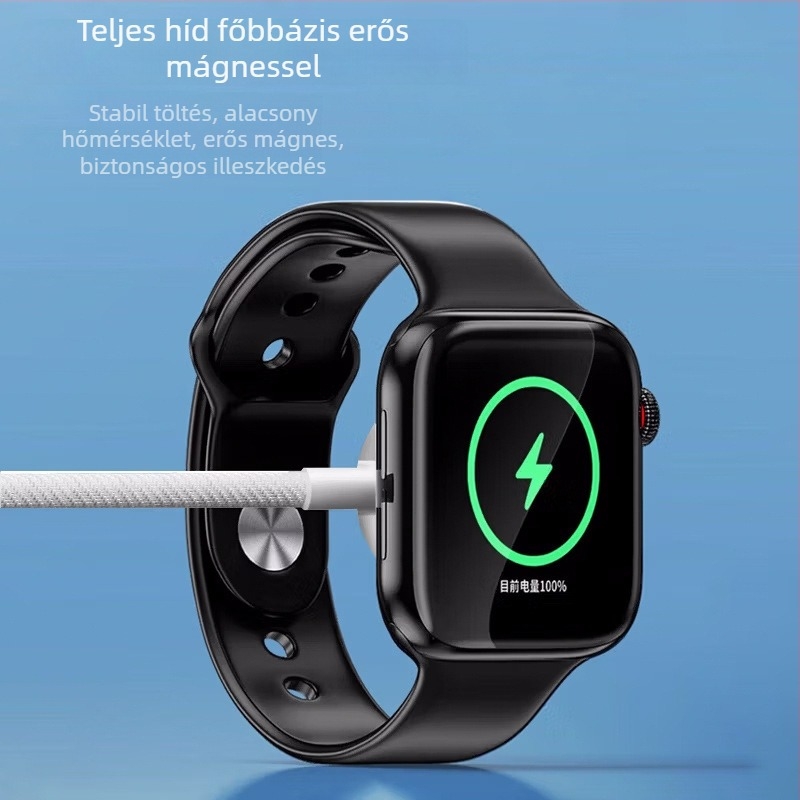 Apple Watchhoz készült vezeték nélküli töltő mágneses töltéssel, S10, PD protokoll, 0.5A, 2.5W, fonott kábel