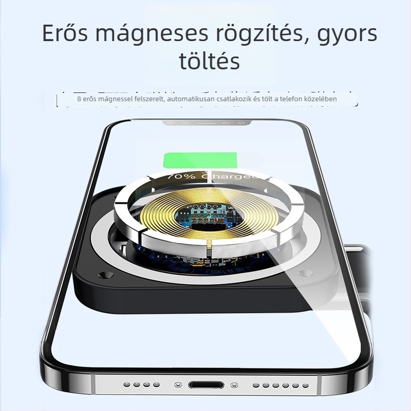 3 az 1-ben mágneses vezeték nélküli töltő Apple Watch és AirPodshoz (27W összteljesítmény, mágneses töltés, QC3.0, 9V/3A)