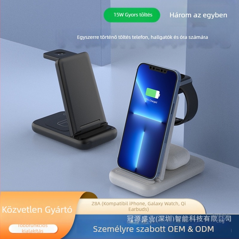 Guanyu 3-in-1 vezeték nélküli töltő, 18W, QC3.0, USB-C, Qi tanúsítvány, kompatibilis Apple 12/13