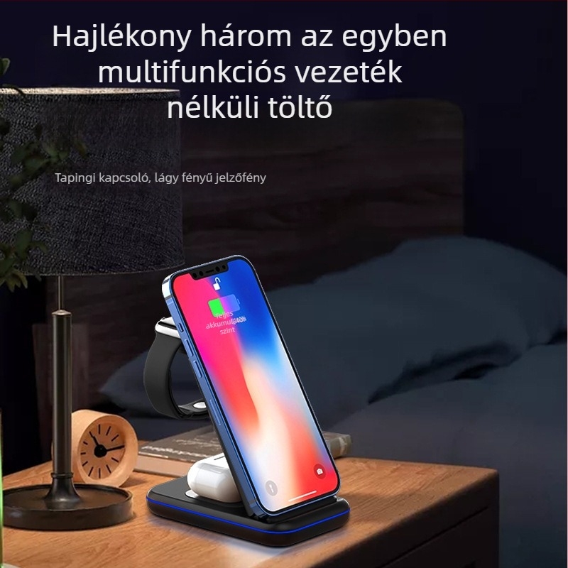 Guanyu 3-in-1 vezeték nélküli töltő, 18W, QC3.0, USB-C, Qi tanúsítvány, kompatibilis Apple 12/13
