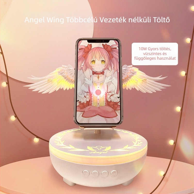 Vezeték nélküli töltő Bluetooth hangfallal és telefonállvánnyal — 10W-os vezeték nélküli töltés, QC3.0 gyors töltés, Type-C interfész, ROHS tanúsítvány