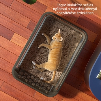 Félzárt extralarge macskaalomtál, fröccsenés elleni