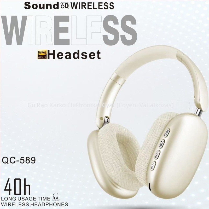 QC-589 Vezeték nélküli over-ear fejhallgató Bluetooth 5.3 (10 m hatótávolság, PC+ABS, 0–4 óra üzemidő)