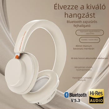 Fejre rögzített vezeték nélküli Bluetooth fejhallgató aktív zajszűréssel, erőteljes basszus, egyedi forma, Bluetooth 5.4, akkumulátor élettartama 4–8 óra