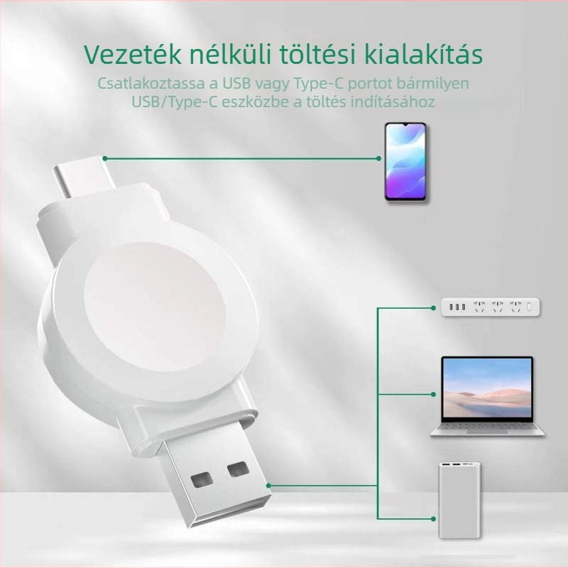O-DREAM Univerzális mágneses vezeték nélküli töltő Apple Watch Gen 3–9-hez, PD gyors töltés, 3.5W kimenet, maximális 5W