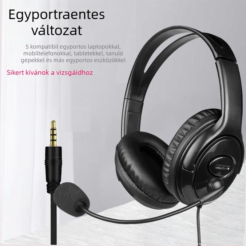 Fejhallgató fejre rögzített dizájnnal, 3,5 mm-es csatlakozóval, vezetékes, OEM feldolgozás, testreszabható logó