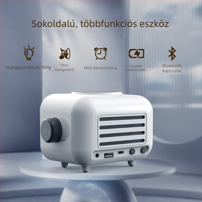 Digitális óra ébresztővel és beépített hangszóróval, vezeték nélküli töltő akár 15W, QC3.0 gyorstöltés és mágneses töltés