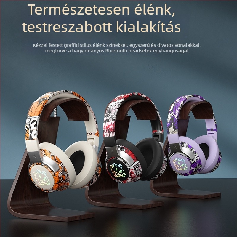 Bluetooth 5.4 játékfejhallgató, fejre rögzíthető, 10 m hatótávolság, sztereó, akkumulátor élettartama >8 óra