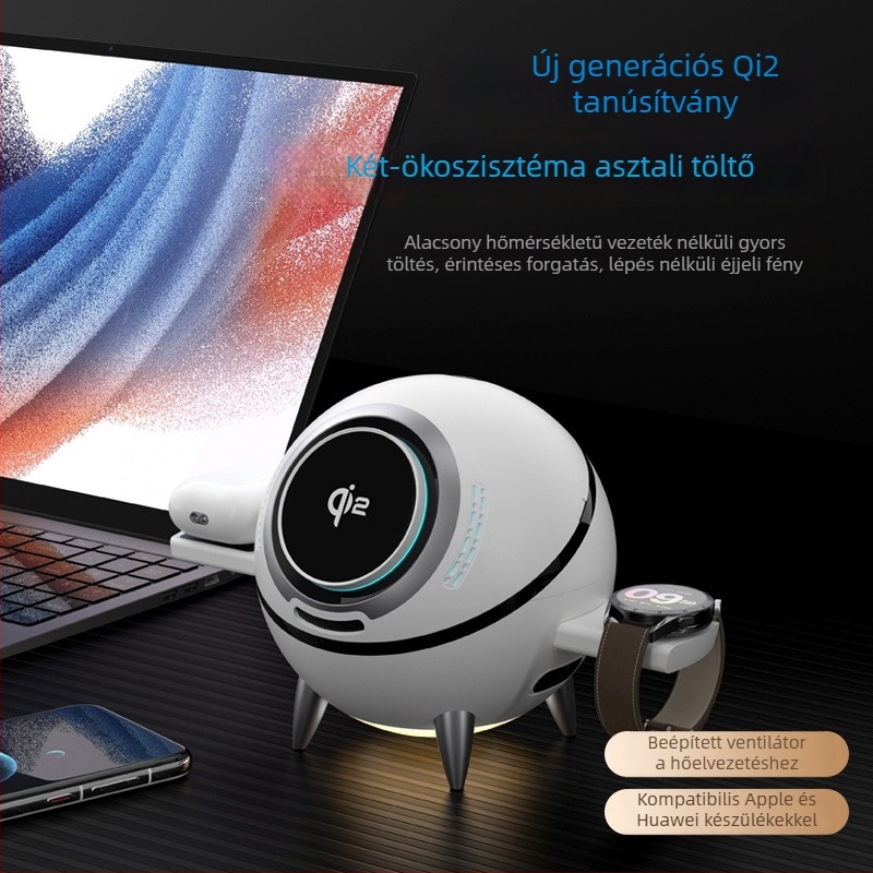 3-az-1-ben mágneses vezeték nélküli töltőállomás telefonhoz, órához és fülhallgatókhoz - CBT-60Q, QI2 hitelesítés, PD gyors töltés, 20W kimenet