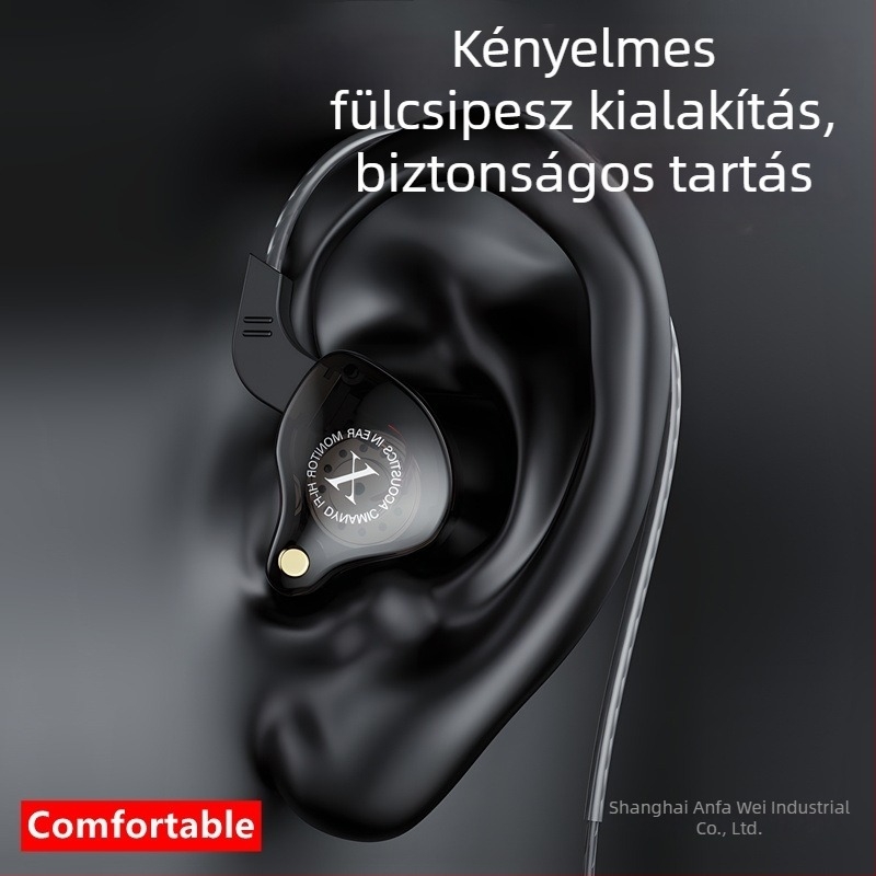 Vezetékes fülmonitorozó fejhallgató streamekhez, dedikált fülmonitor a számítógépes hangkártyával, 3,5 mm, 20–20000 Hz, 16 Ω