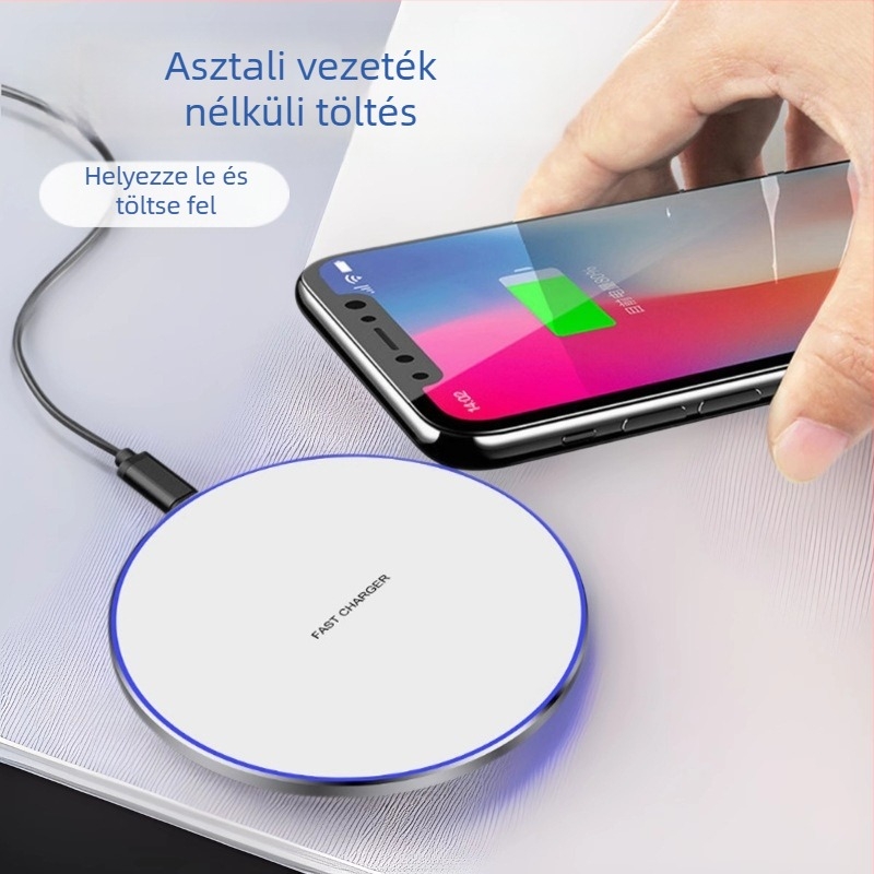 15W Qi vezeték nélküli töltő Apple eszközökhöz, ABS + alumínium ötvözet test, gyorstöltés 9V/1.2A