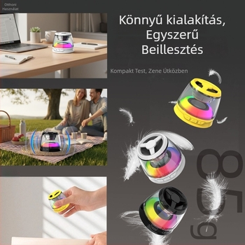 Bluetooth hangszóró vezeték nélküli és mágneses töltéssel, RGB környezeti világítással az asztalhoz, Qi 15W, CE tanúsított