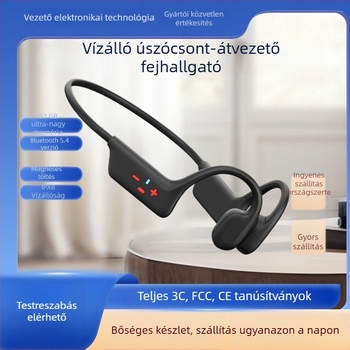 Csontvezetéses fülhallgató, fülhorgos rögzítés, sportos design, Bluetooth 5.4, IPX8, 4–8 óra üzemidő