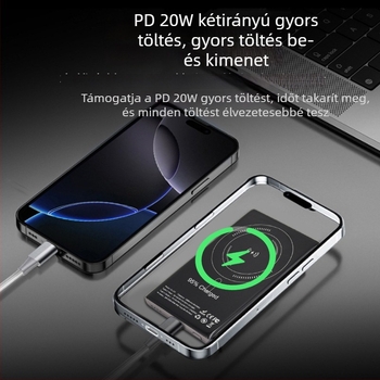 Vezeték nélküli Power Bank 5000mAh mágneses MagSafe, 15W töltés, PD 20W gyors töltés, kimenet 3A