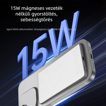 Vezeték nélküli Power Bank 5000mAh mágneses MagSafe, 15W töltés, PD 20W gyors töltés, kimenet 3A