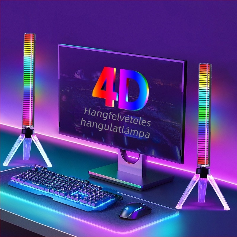 3D RGB hang-aktivált fény, hangvezérléssel, autó belső atmoszférikus világítás zenei ritmusokhoz