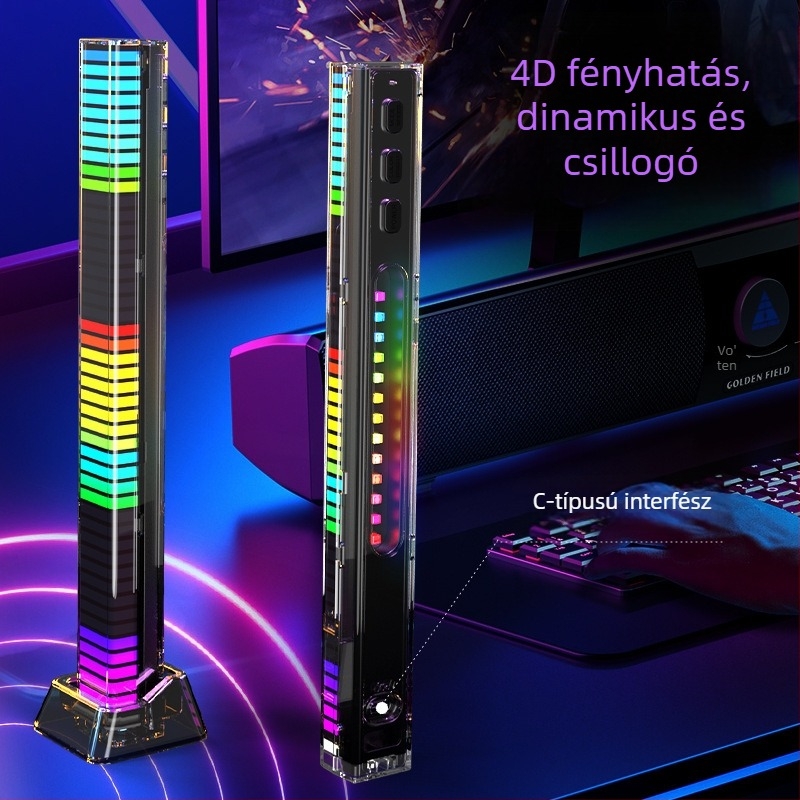 3D RGB hang-aktivált fény, hangvezérléssel, autó belső atmoszférikus világítás zenei ritmusokhoz