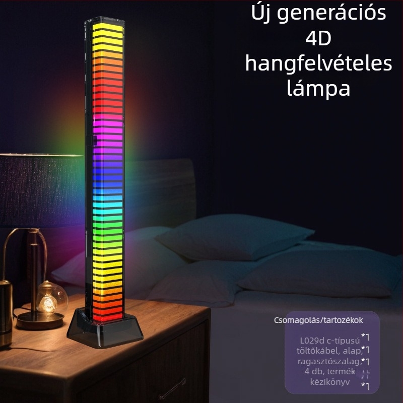 3D RGB hang-aktivált fény, hangvezérléssel, autó belső atmoszférikus világítás zenei ritmusokhoz