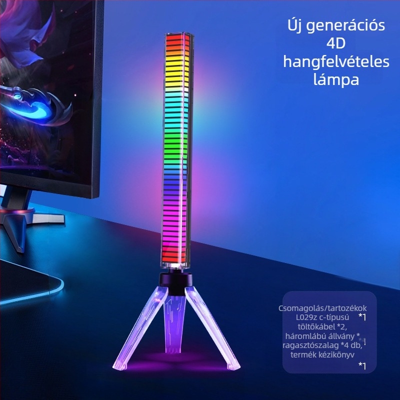 3D RGB hang-aktivált fény, hangvezérléssel, autó belső atmoszférikus világítás zenei ritmusokhoz