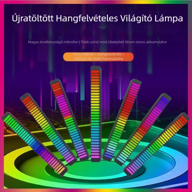 Négyszögletes RGB LED környezeti fény hangvezérléssel és zenés ritmussal, USB-tápellátás, akril lámpa