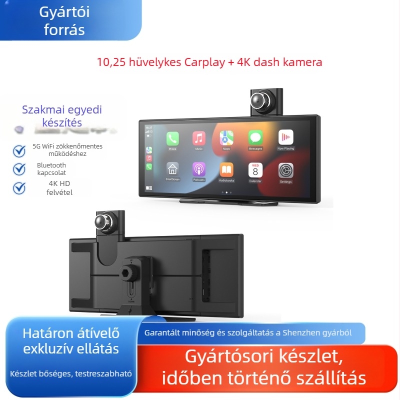 Vezeték nélküli CarPlay dash kamera CP13, 1080p, Android OS, kapacitív érintőképernyő, univerzális kompatibilitás